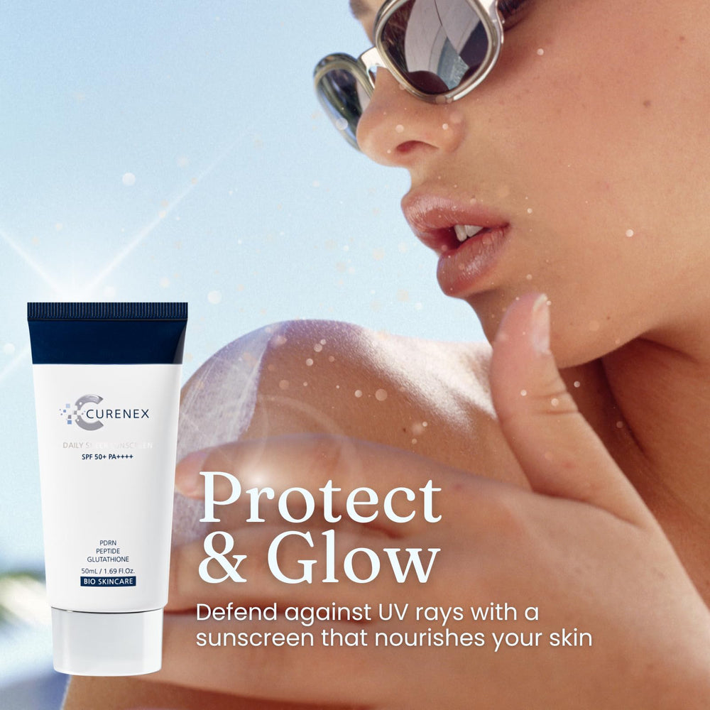 CURENEX Daily Sheer texture close-up shows lightweight, non-sticky finish.