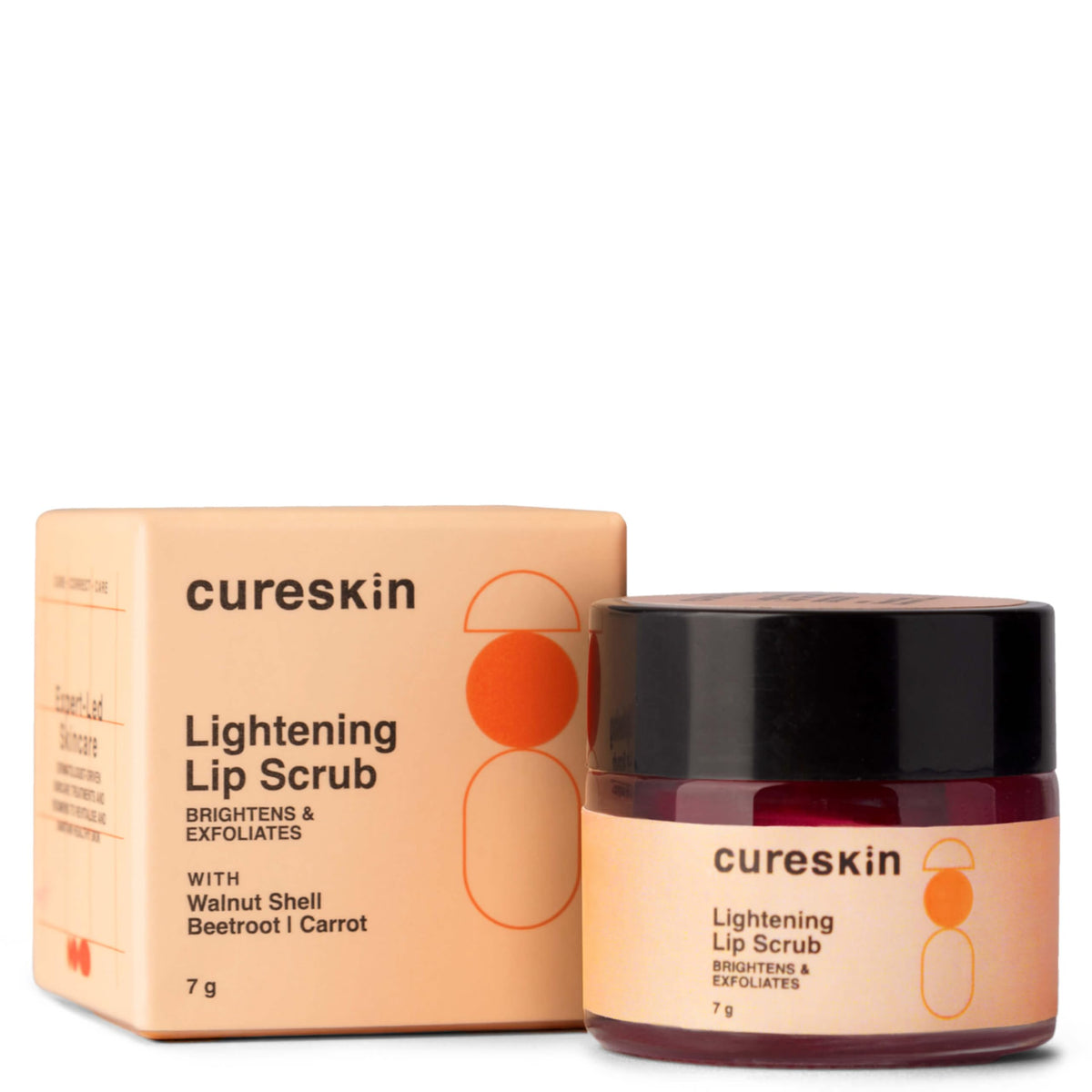 Cureskin Lightening Lip Scrub jar for gentle exfoliation and hydration