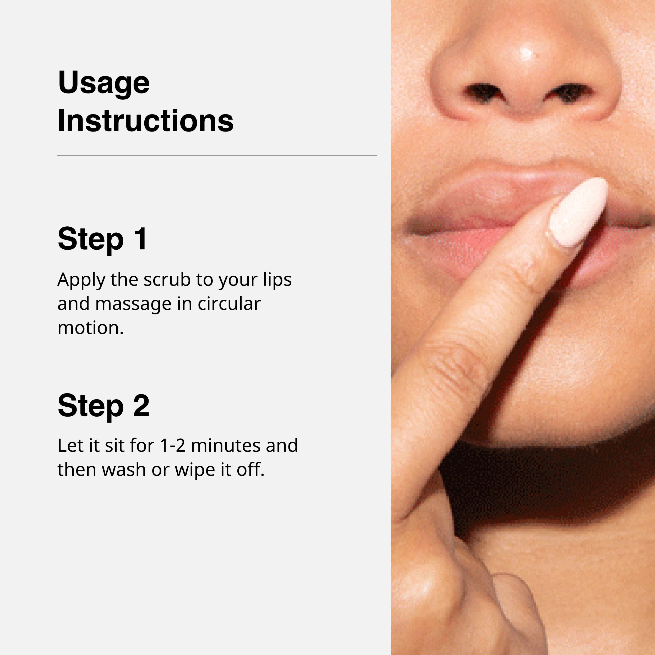 Cureskin Lip Scrub applied on lips showing smooth texture
