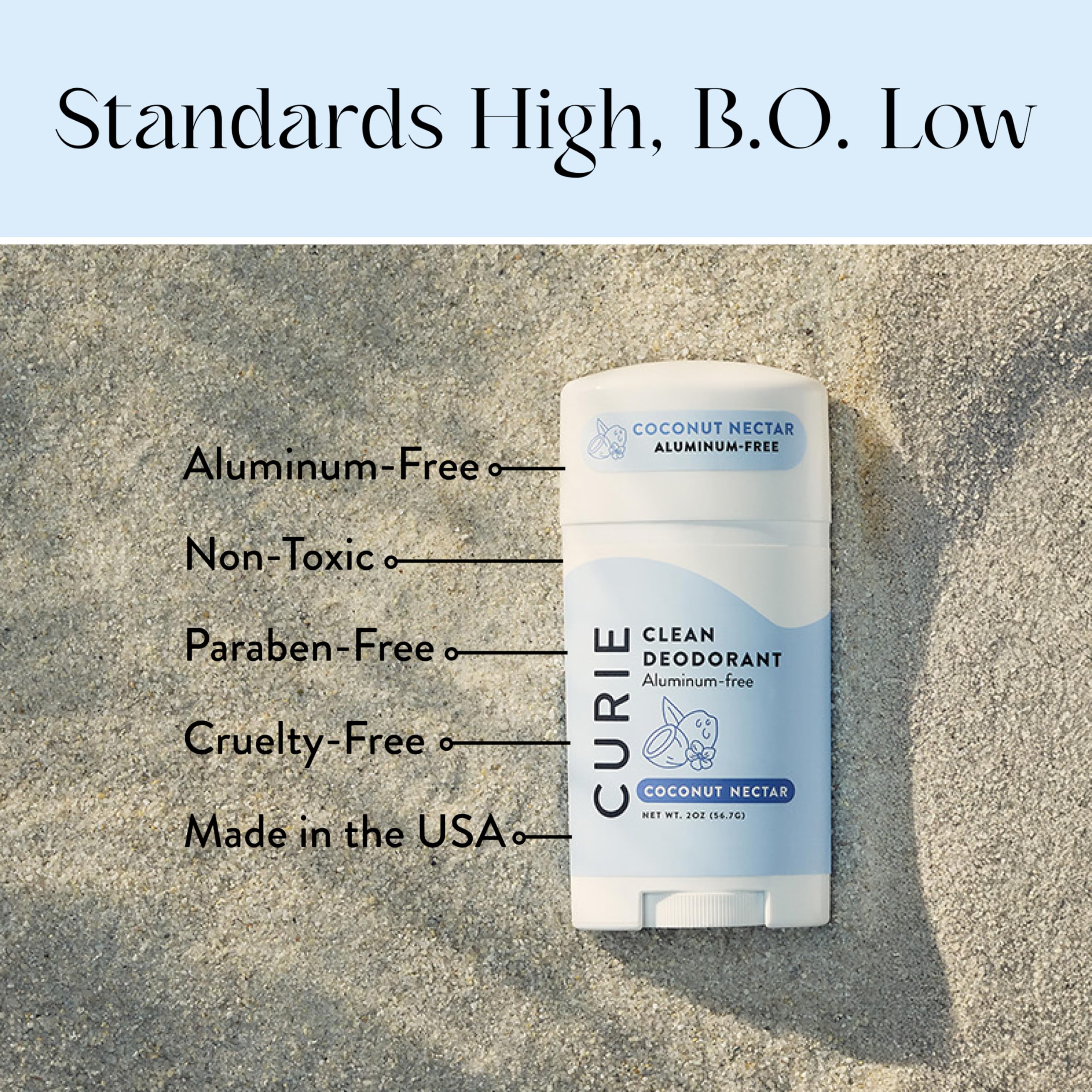 Three-pack Curie deodorant shown for convenient daily use.