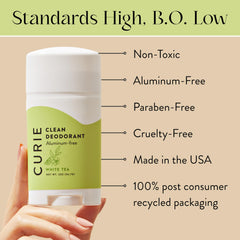 Curie aluminum-free odor control keeps you confident from morning to night.