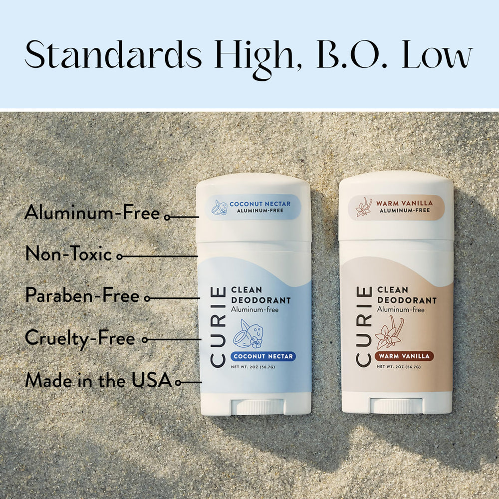 Curie deodorant stick application demonstrates smooth glide without tugging.