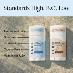 Curie deodorant stick application demonstrates smooth glide without tugging.