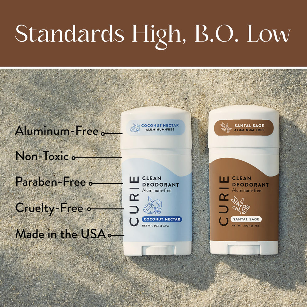 Curie Santal Sage deodorant stick presents a sophisticated daily scent.