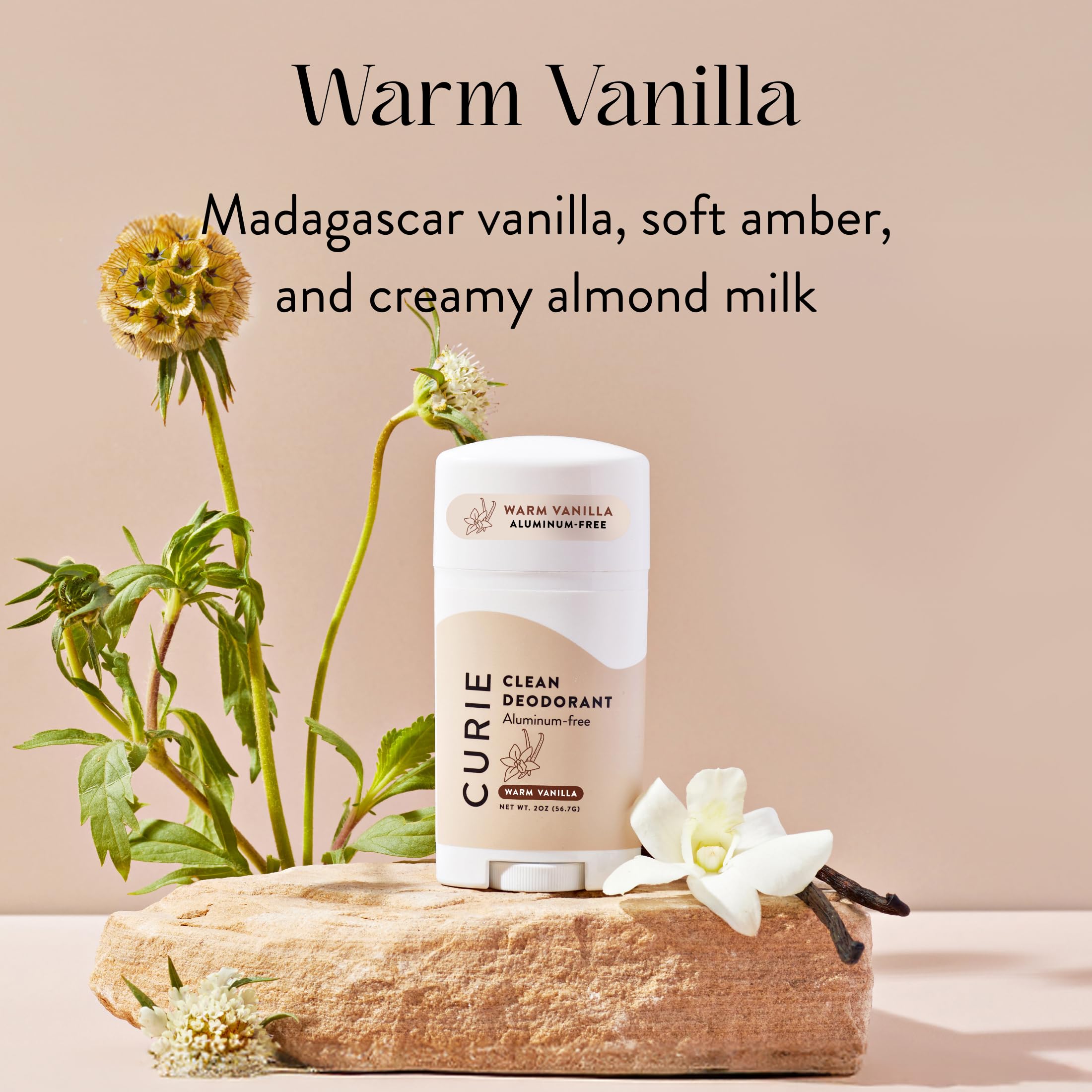Curie Warm Vanilla scent profile highlighting comforting aroma for workouts and daily wear.