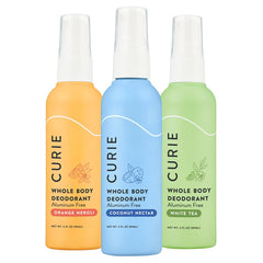 Curie Whole Body Deodorant OG Spray pack front view showing aluminum-free protection