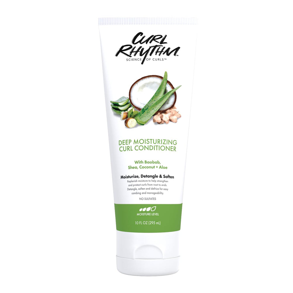 Curl Rhythm Deep Moisturizing Conditioner application steps demonstration for smooth curls