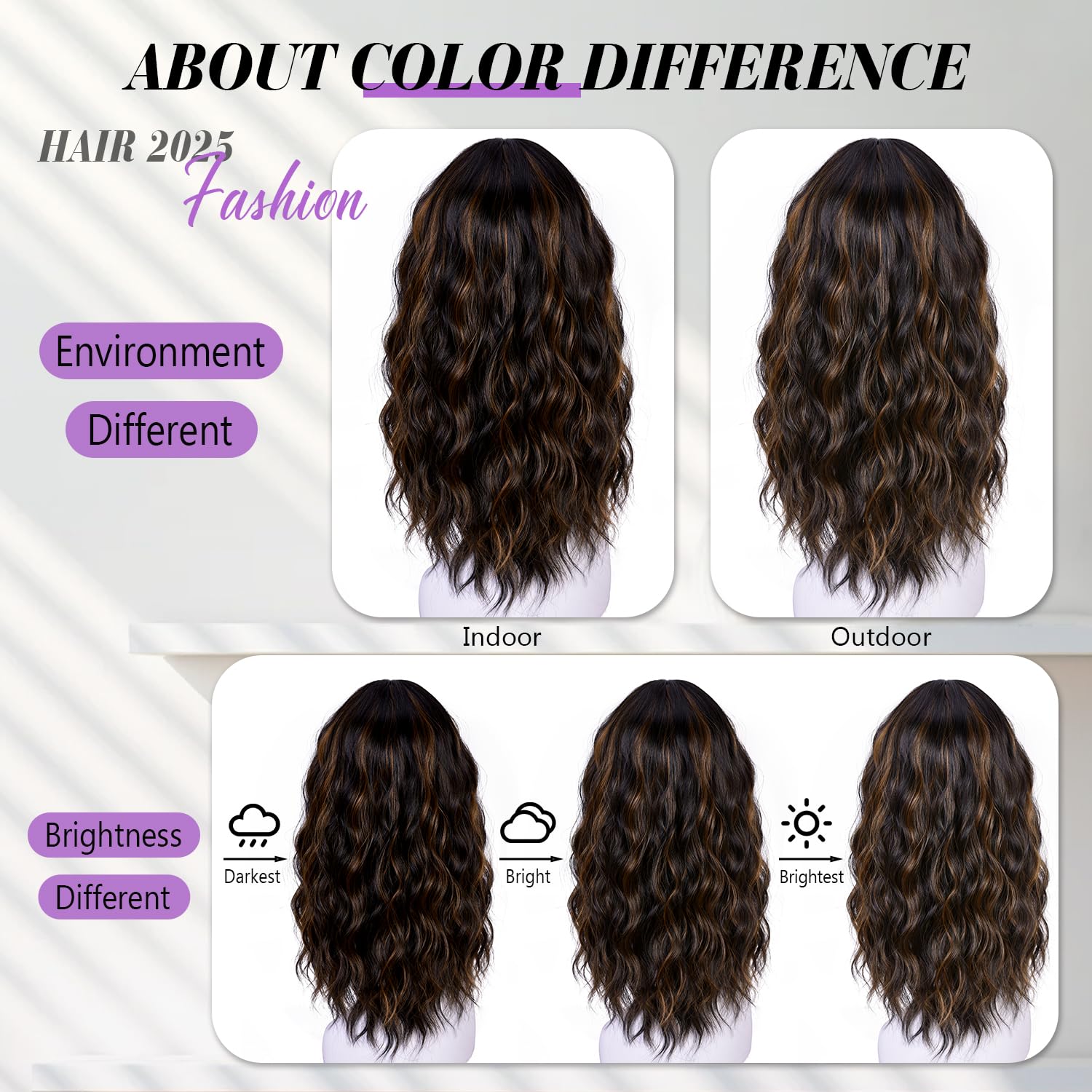 Curlcrazy 18 inch highlight brown wig offers versatile looks.