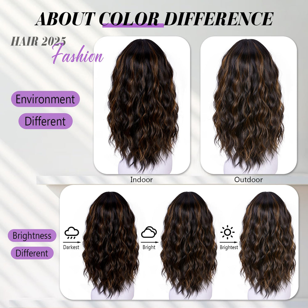 Curlcrazy 18 inch highlight brown wig offers versatile looks.