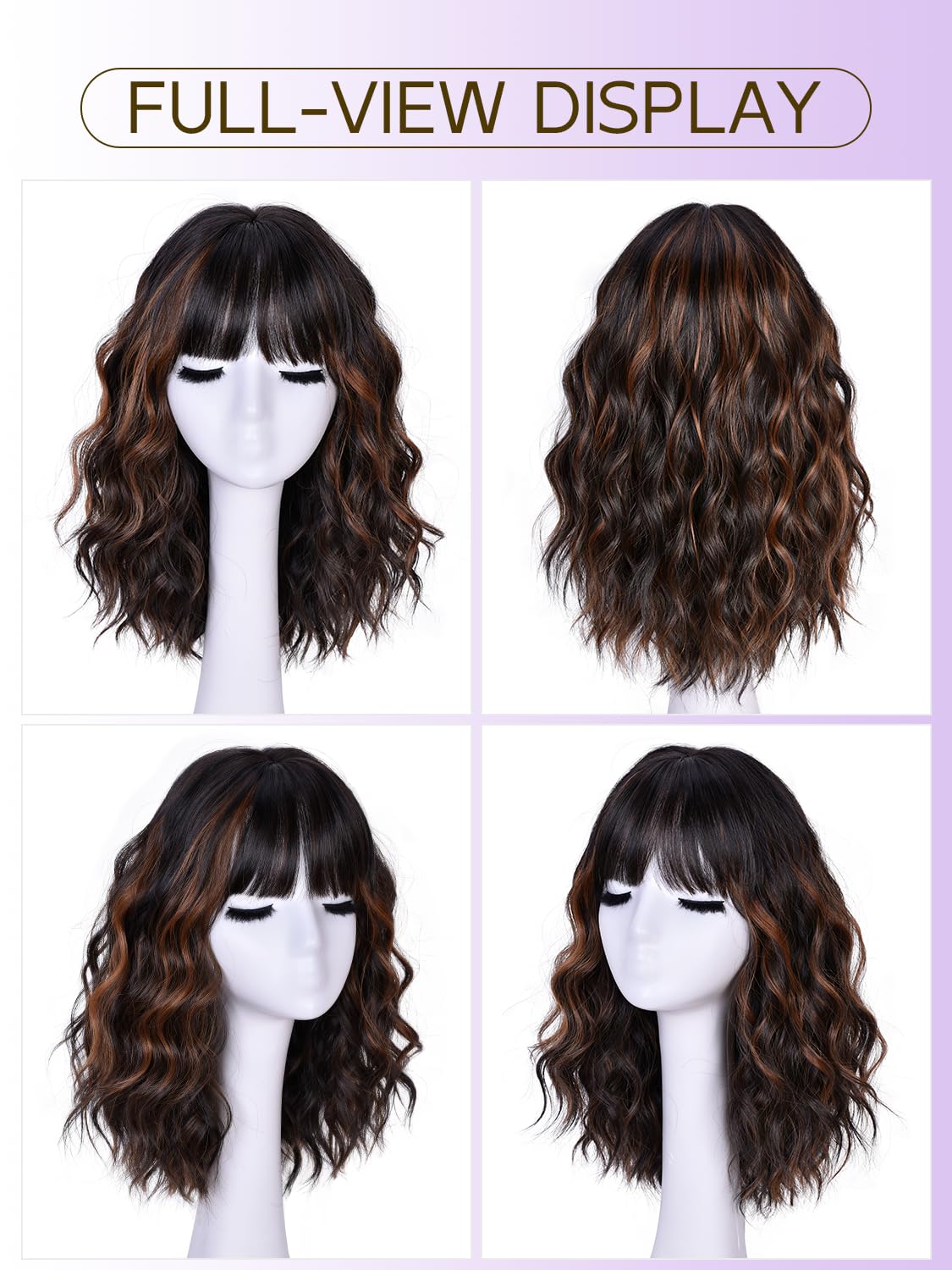 Wavy texture and bangs detail on CURLCRAZY wig