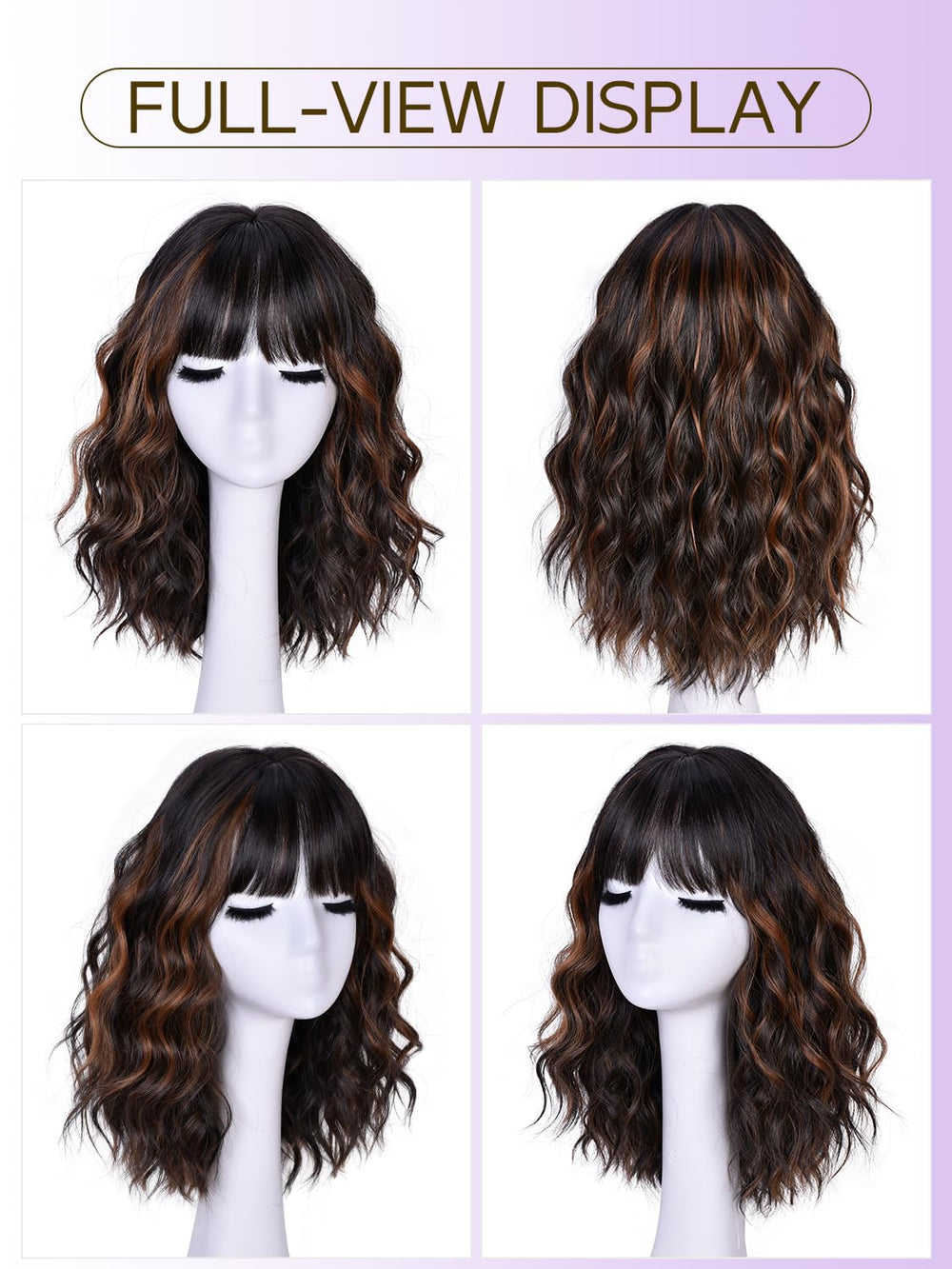 Wavy texture and bangs detail on CURLCRAZY wig