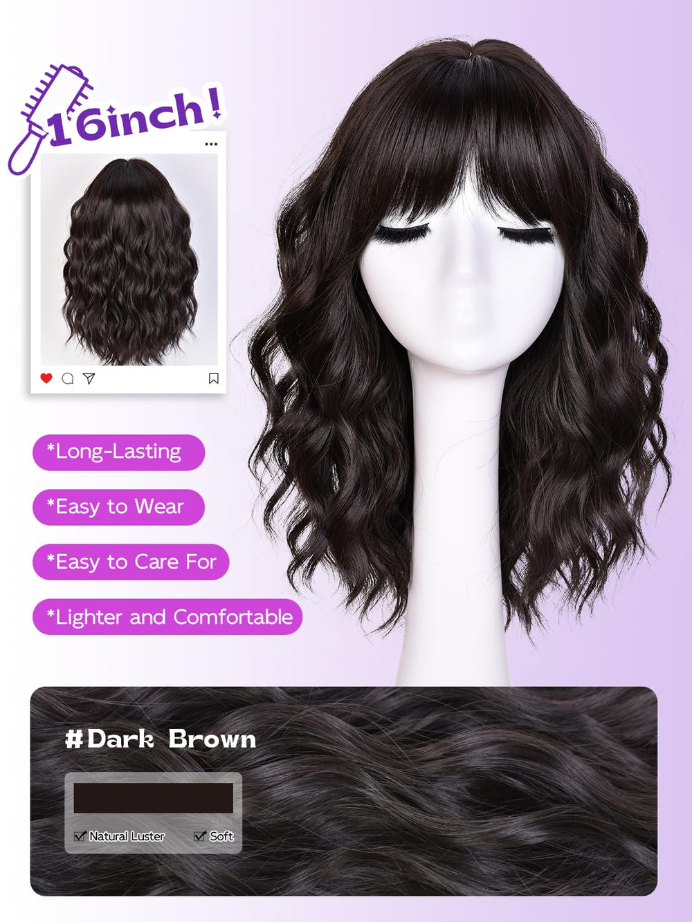 CURLCRAZY synthetic fiber texture looks silky and soft for long wear.
