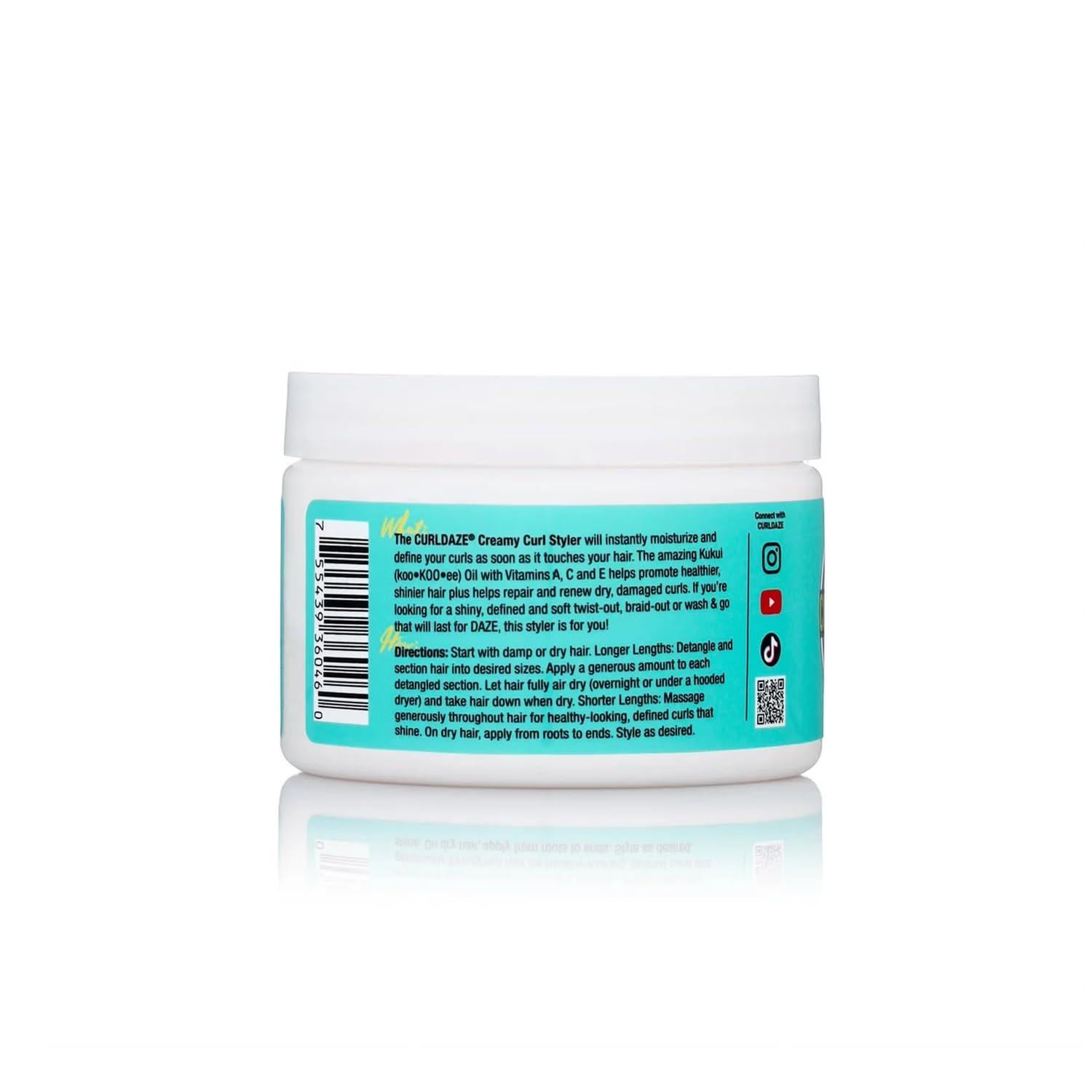 Curldaze Kukui Oil Creamy Curl Styler creates lasting softness and shine