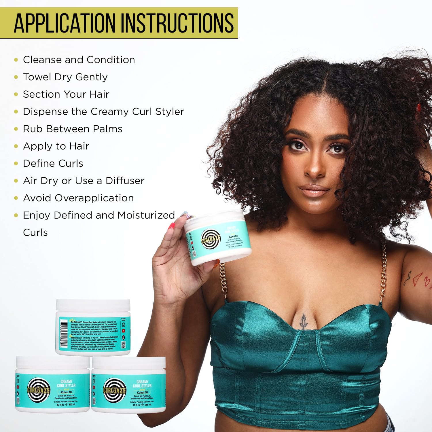Curldaze Kukui Oil Creamy Curl Styler wash-and-go moisture for curls