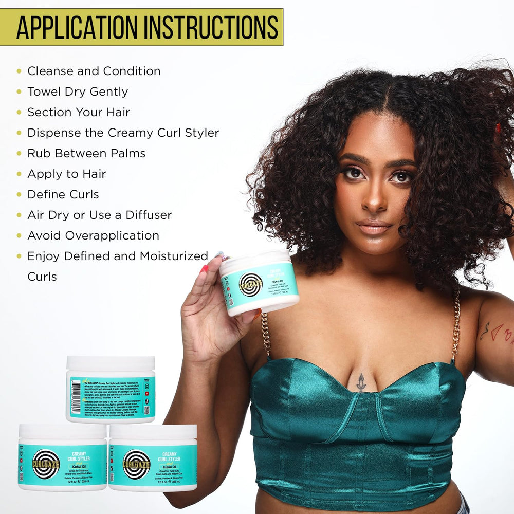 Curldaze Kukui Oil Creamy Curl Styler wash-and-go moisture for curls