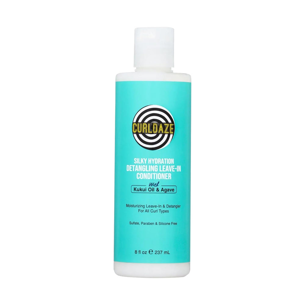 Curldaze Silky Hydration bottle showing detangling formula for smooth, manageable curls.