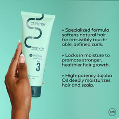 Hands applying CurlMix Light Hold moisturizer to boost gel results with a silky finish.