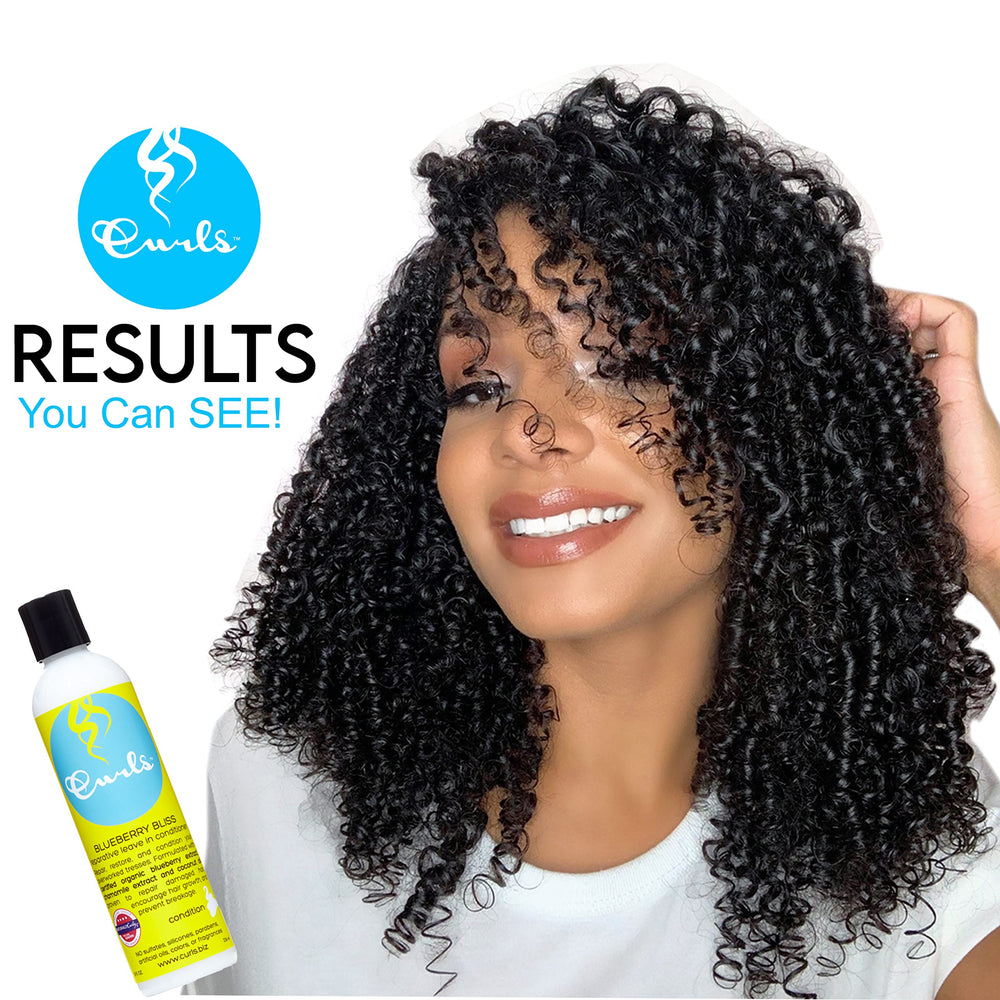 Curls Blueberry Bliss with antioxidants protects curls color and shine.