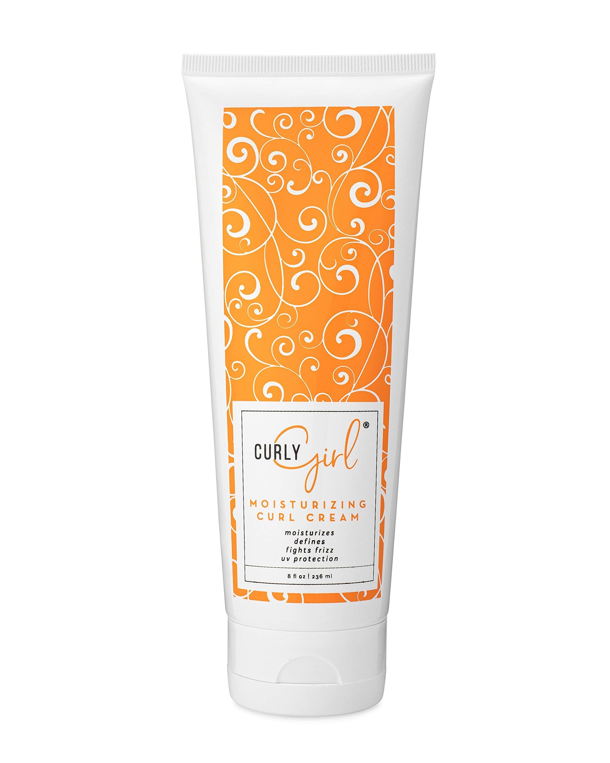 Curly Girl moisturizing curl styling cream bottle for defined, frizz-controlled curls.