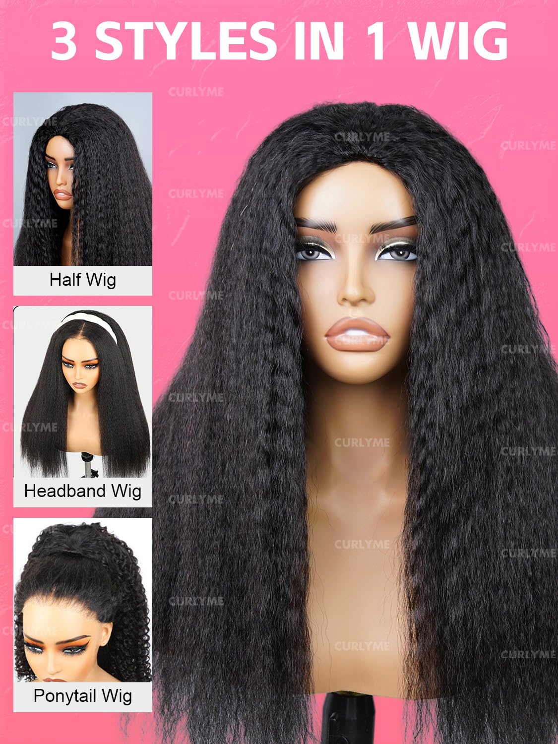 Curlyme half wig beginner-friendly, easy installation for new wearers