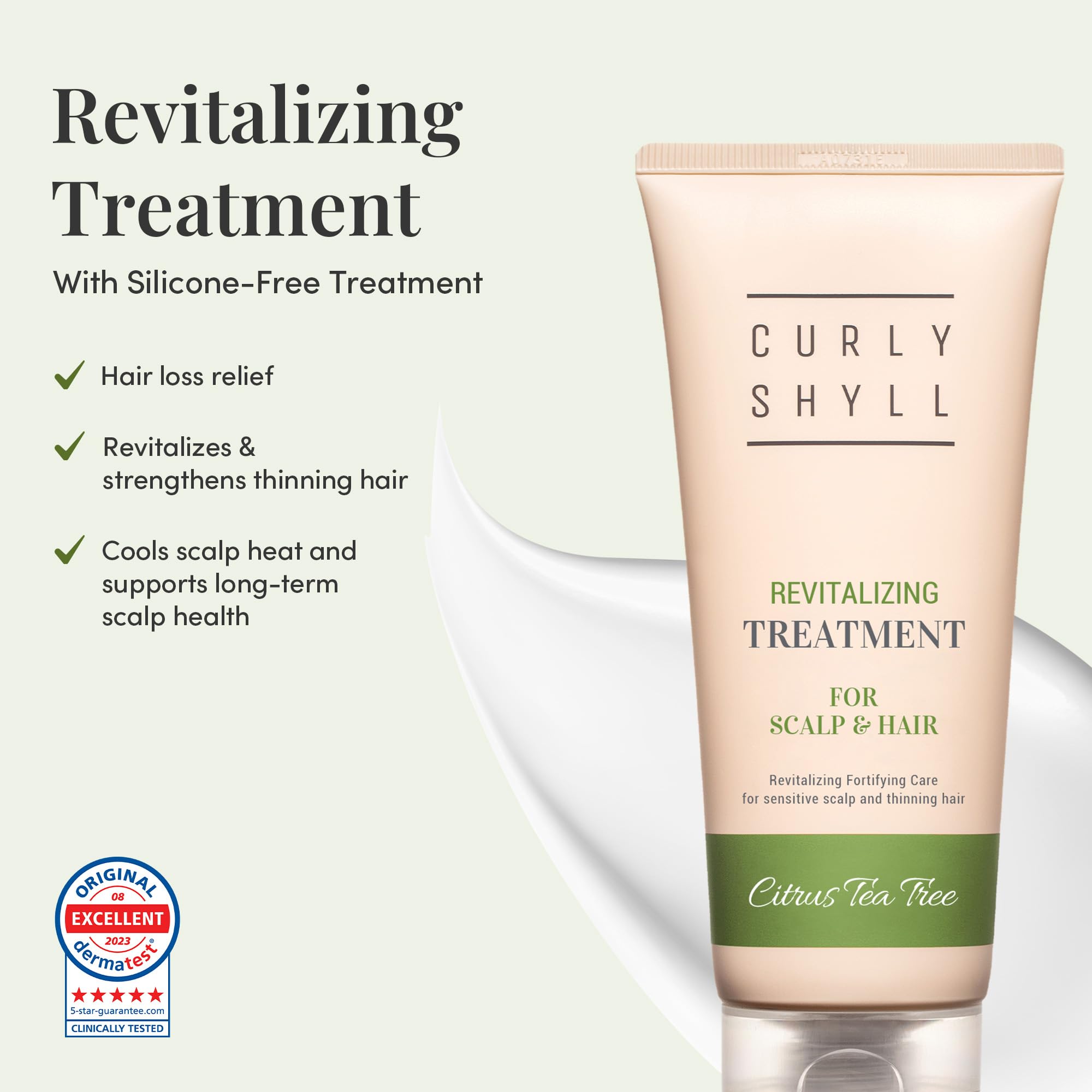 CURLYSHYLL Revitalizing Conditioner texture close-up shows creamy formula for gentle conditioning.