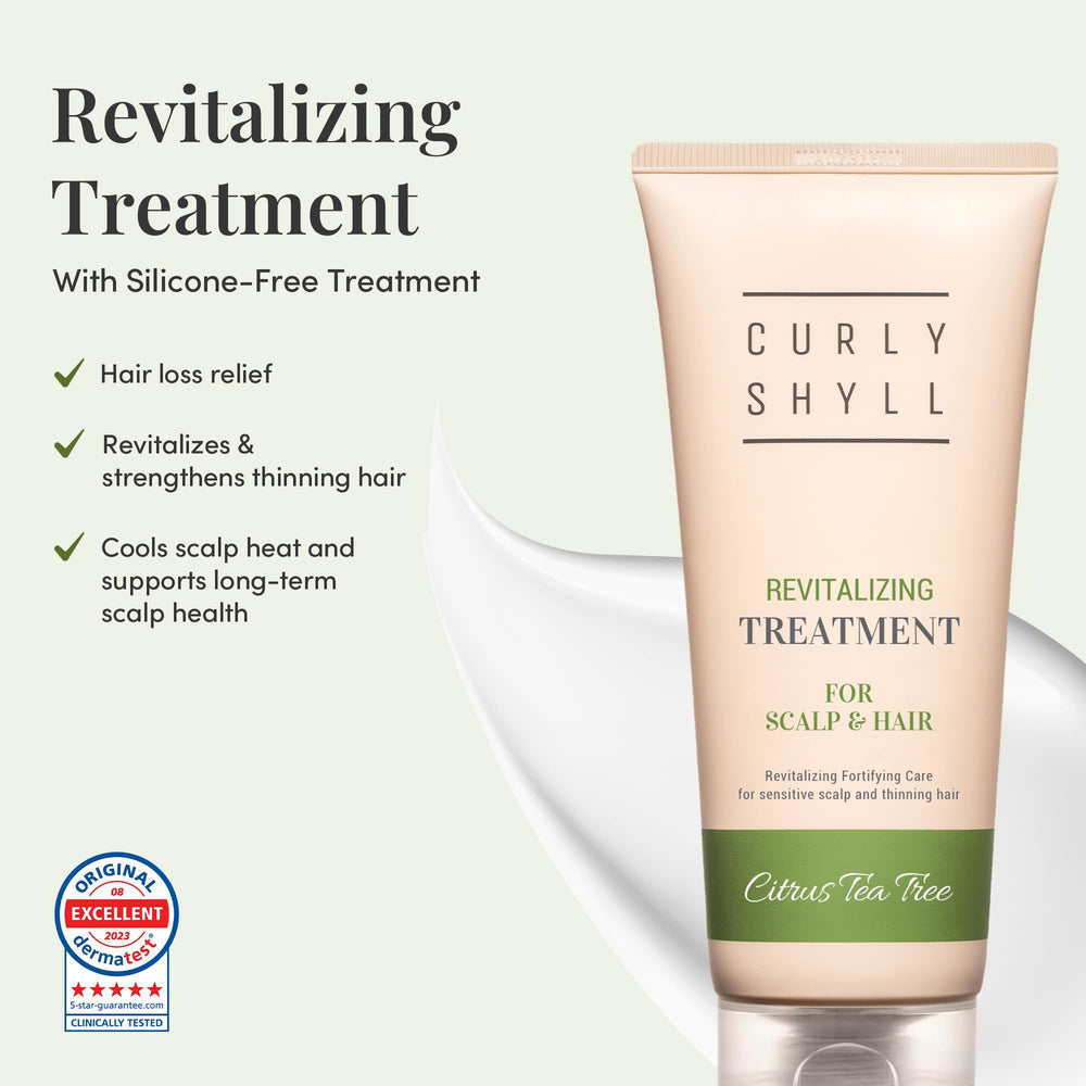 CURLYSHYLL Revitalizing Conditioner texture close-up shows creamy formula for gentle conditioning.