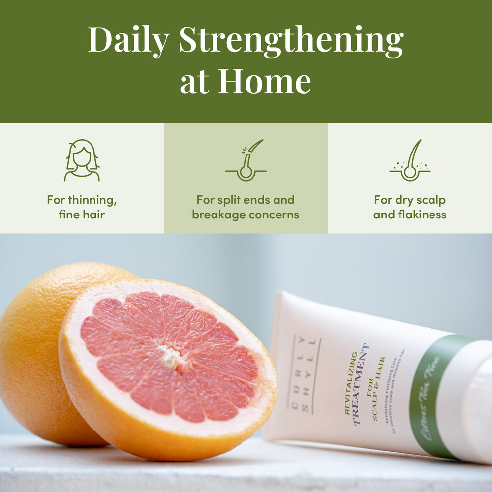 CURLYSHYLL Revitalizing Conditioner applying to scalp for soothing care.