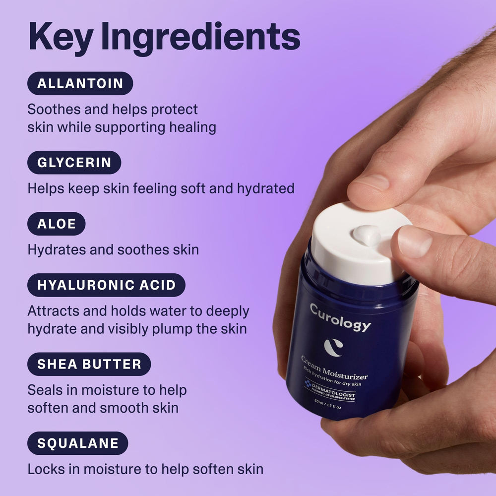 Curology Cream Moisturizer with shea butter emphasizing skin-softening nourishment