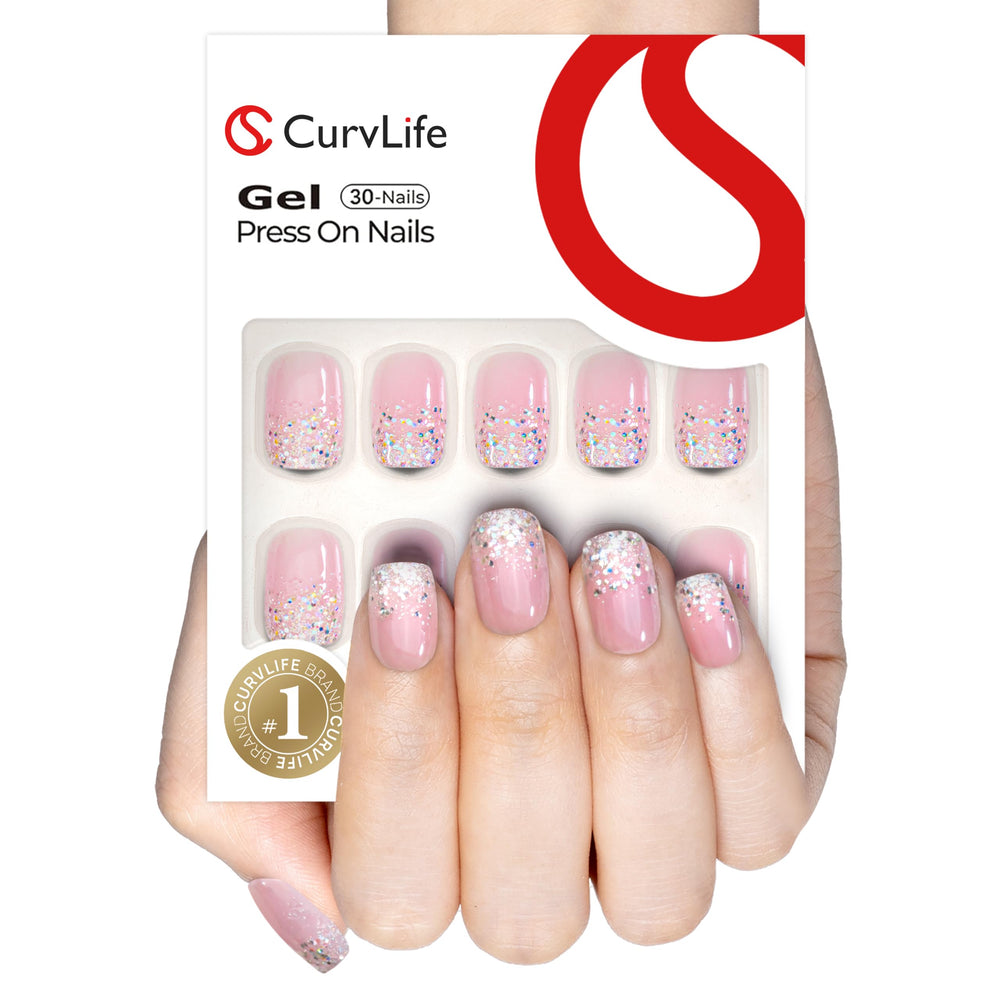 Curvlife French tip gel nails with premium shine for salon-worthy manicure.