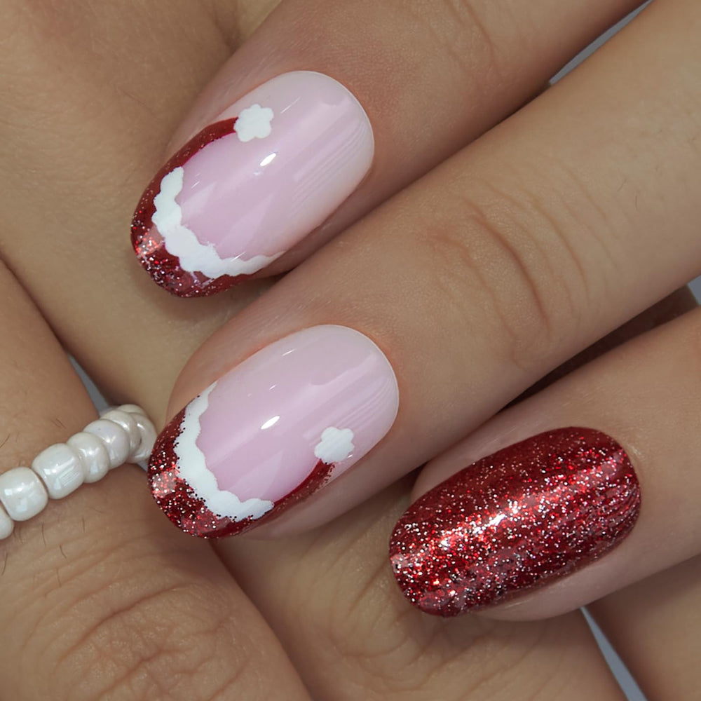 Curvlife handmade gel French tip nails offer glossy professional look.