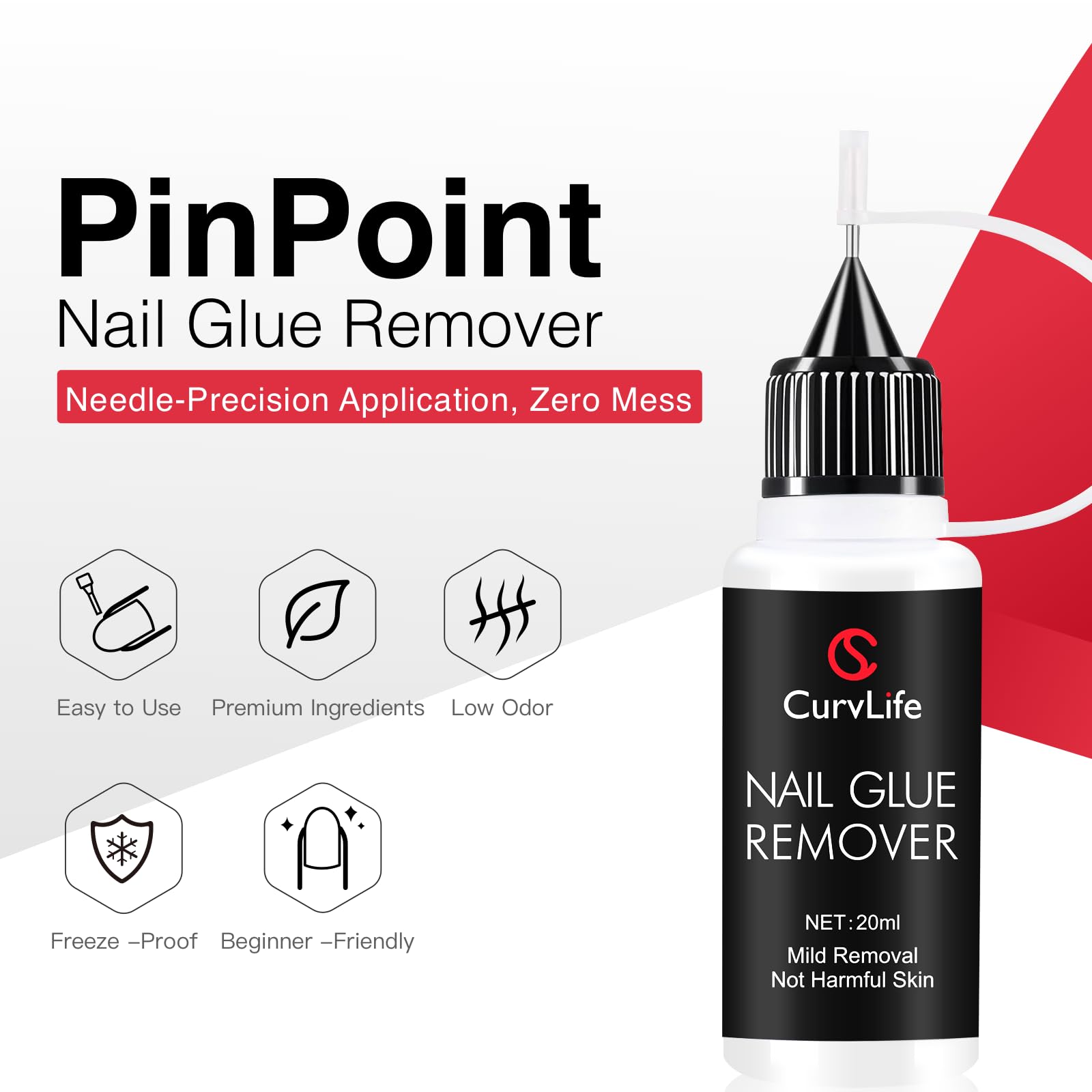 Curvlife non-acetone nail remover bottle protecting natural nails