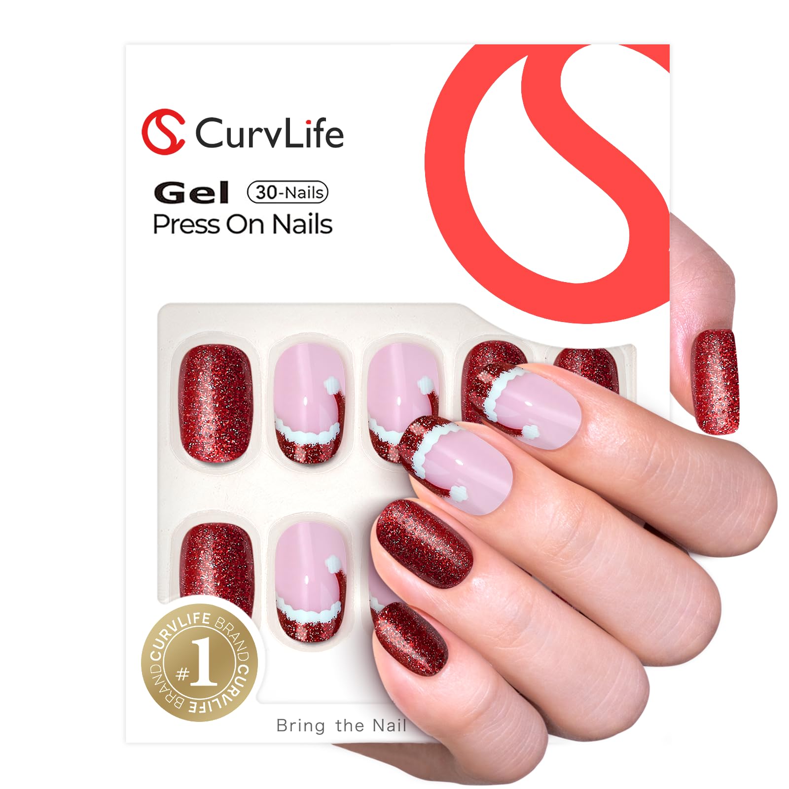 Curvlife soft gel finish nails with natural fit for comfortable daily wear.