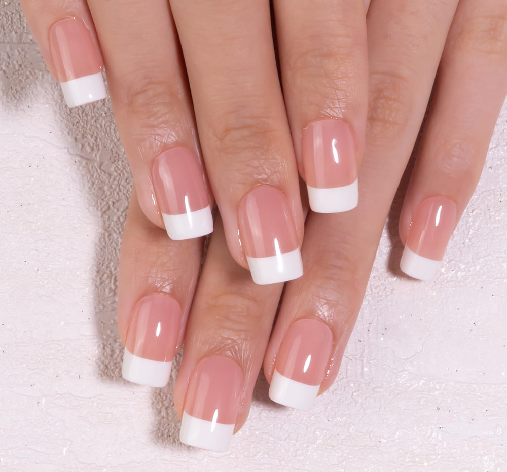 CurvLife Soft Gel French Tip nails overview showing quick, salon-like manicure.