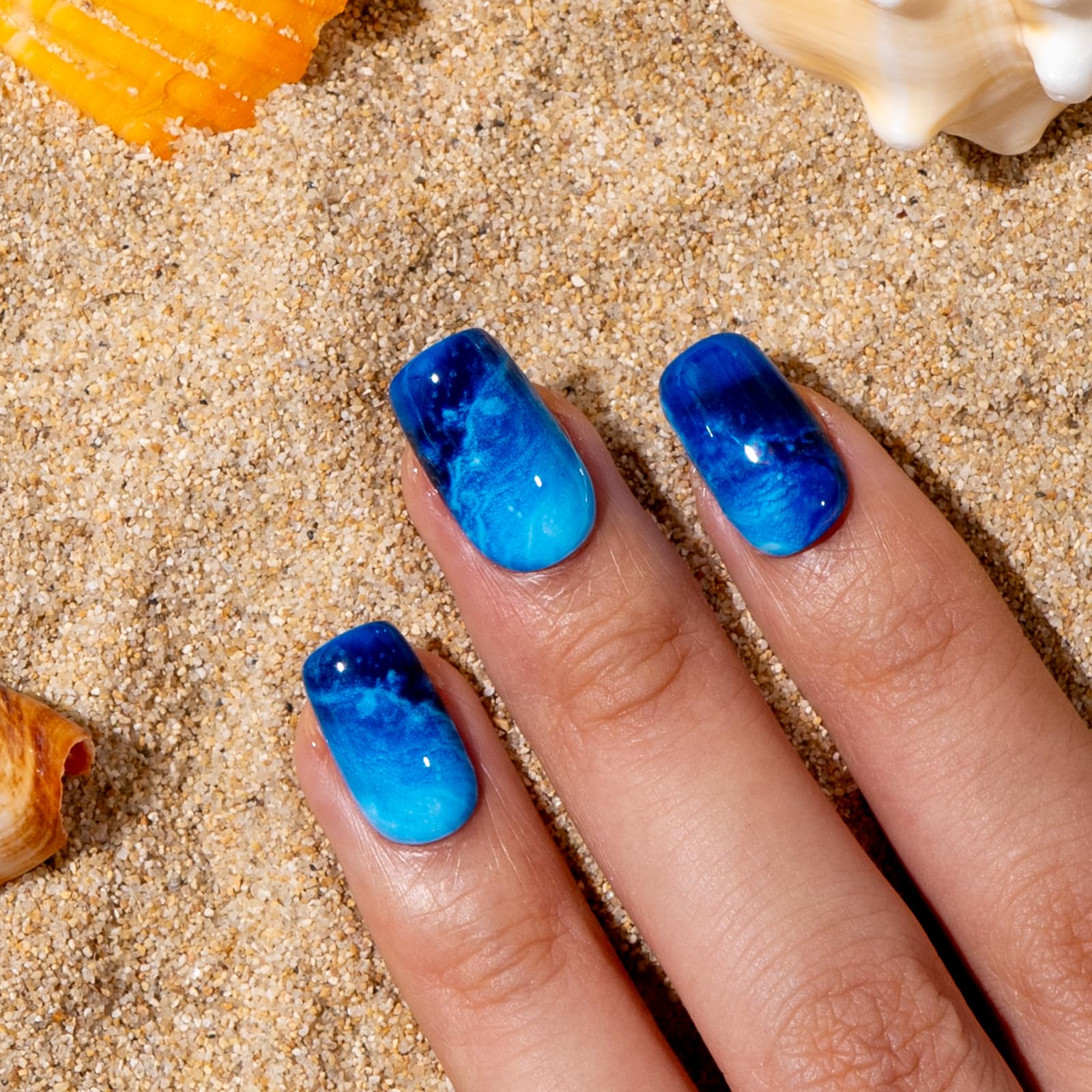 Curvlife Tip Press-On Nails kit with glue tabs demonstrates quick, mess-free at-home manicure.