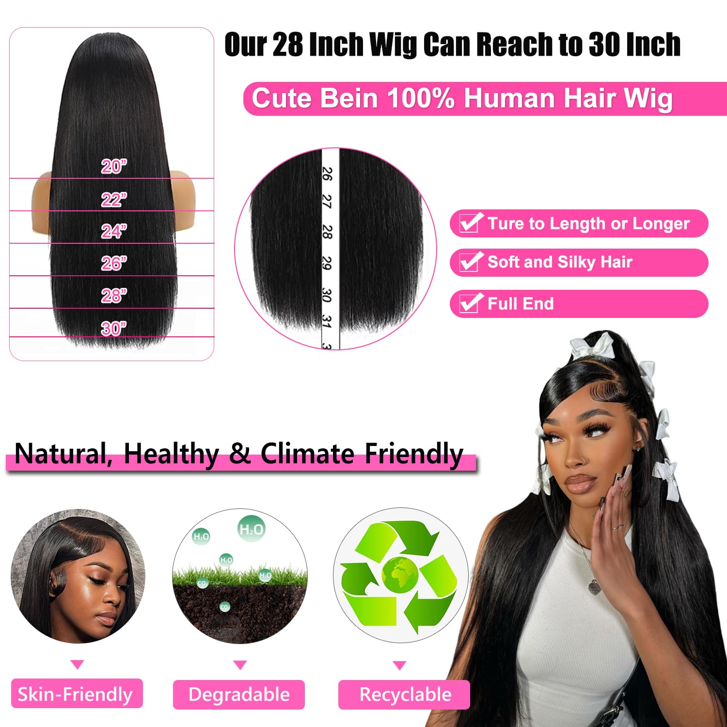 Cute Bein wig bundle includes lashes, band, and cap for styling convenience.