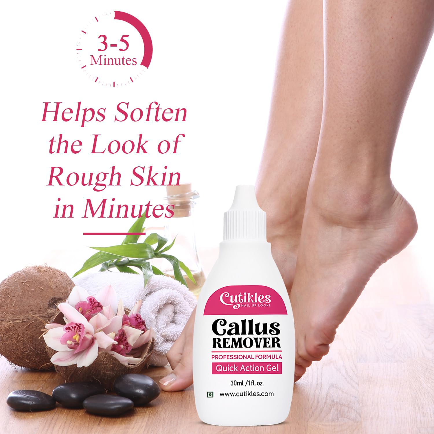 Cutikles gel targets rough skin to soften texture for a smoother look.