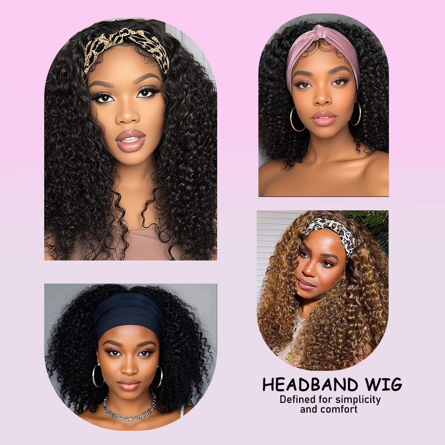 CUUYUN headband wig package includes caps, lashes, and headband.