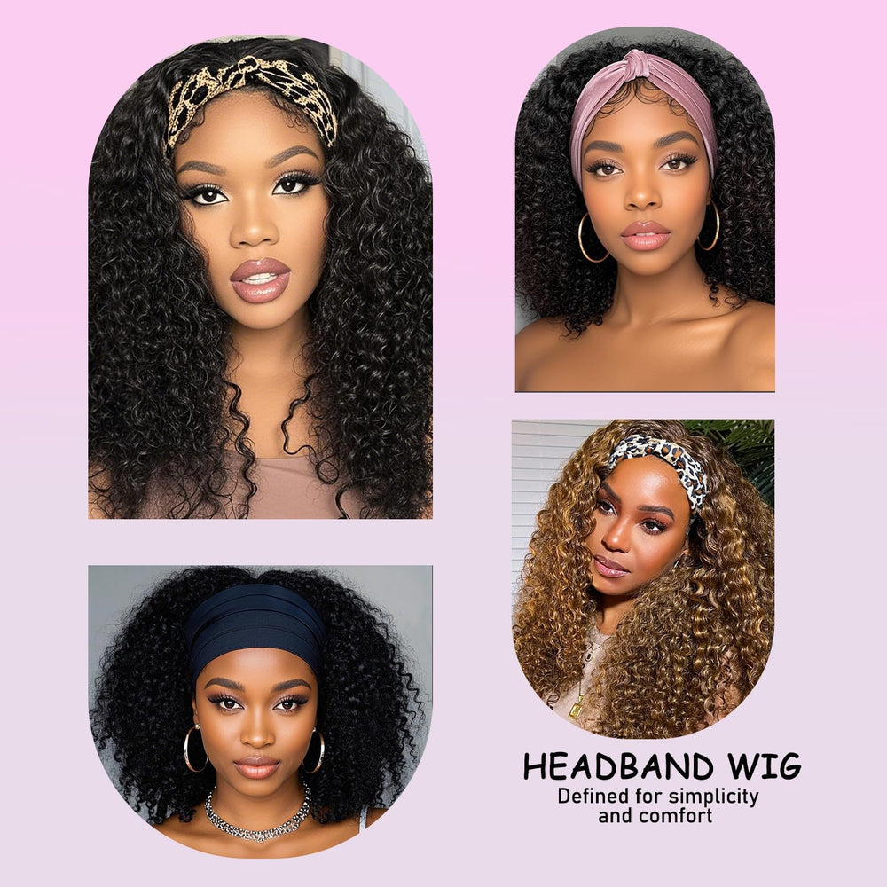 CUUYUN headband wig package includes caps, lashes, and headband.