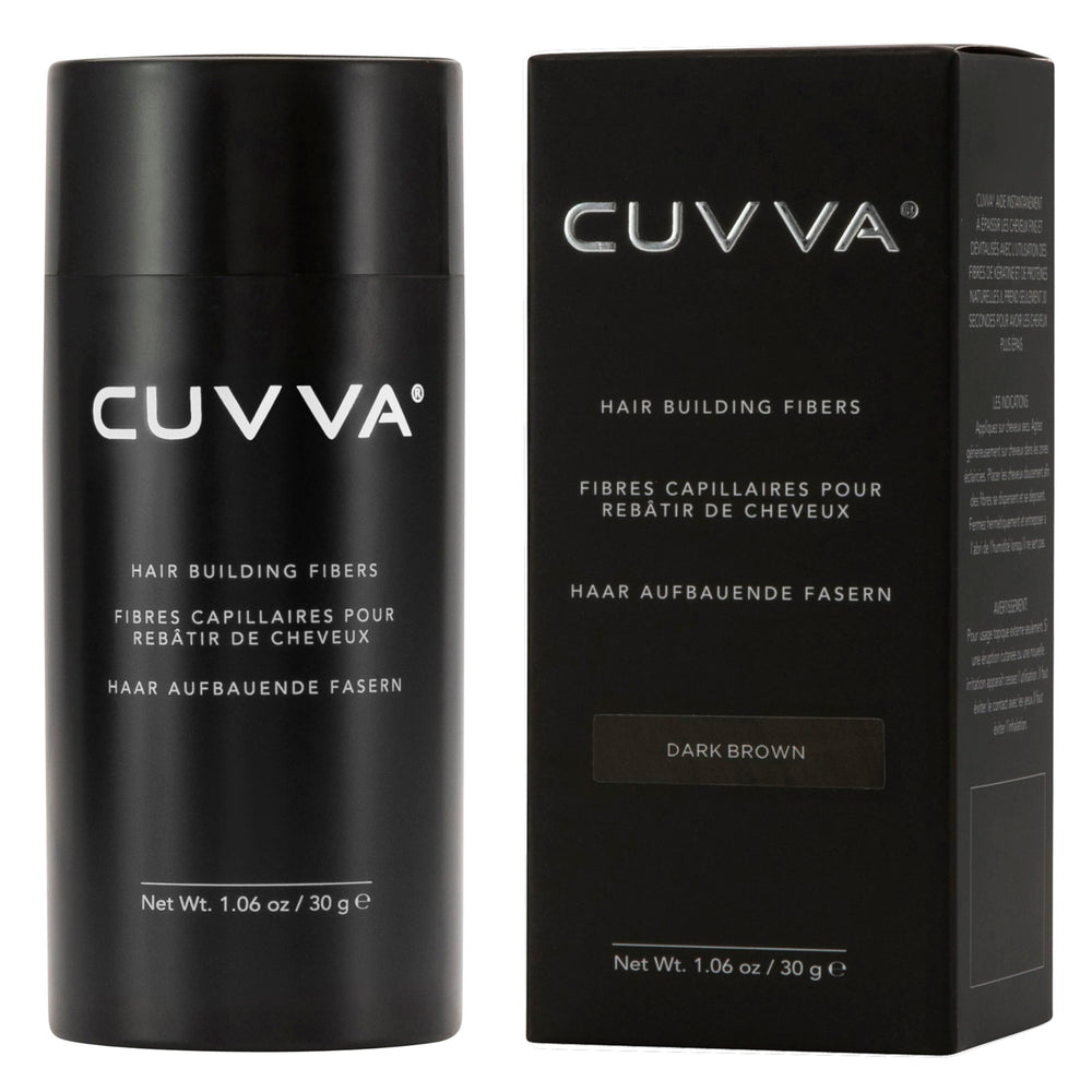 Applying fibers on thinning areas for a fuller look with CUVVA.