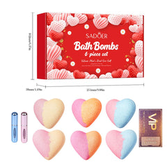 CUYEOIG two-tone heart bath bombs dissolving into colorful fizz