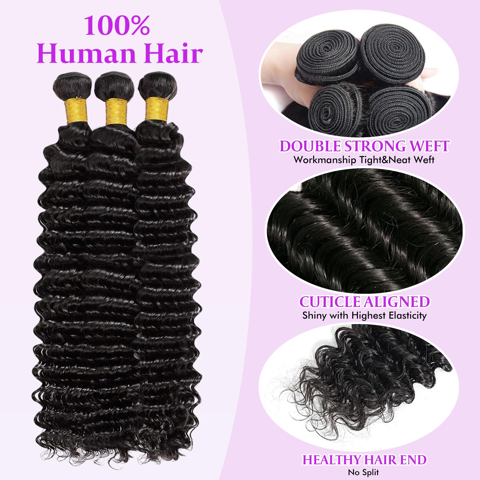 CUUYUN Deep Wave 14inch closeup weft highlights durability