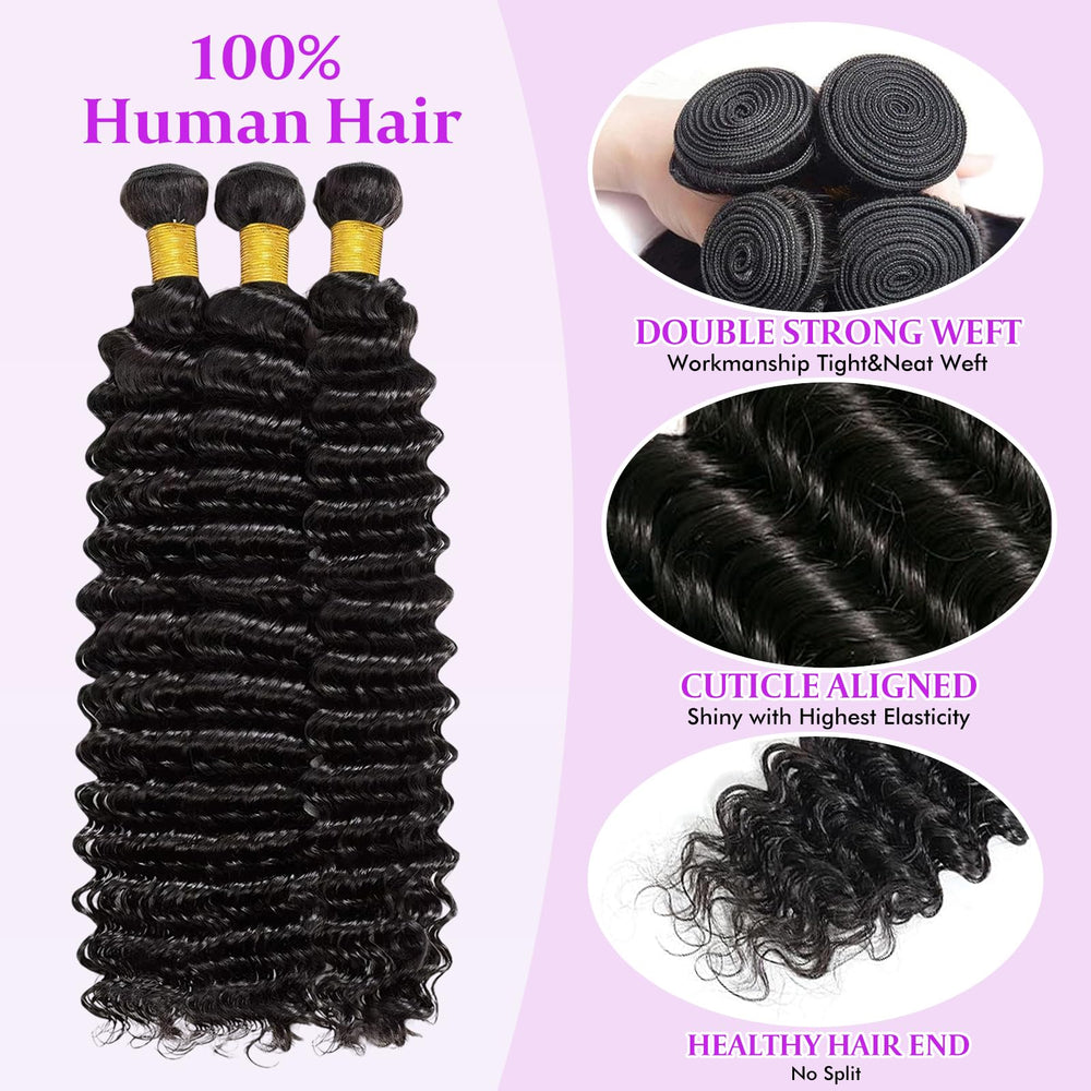 CUUYUN Deep Wave 14inch closeup weft highlights durability