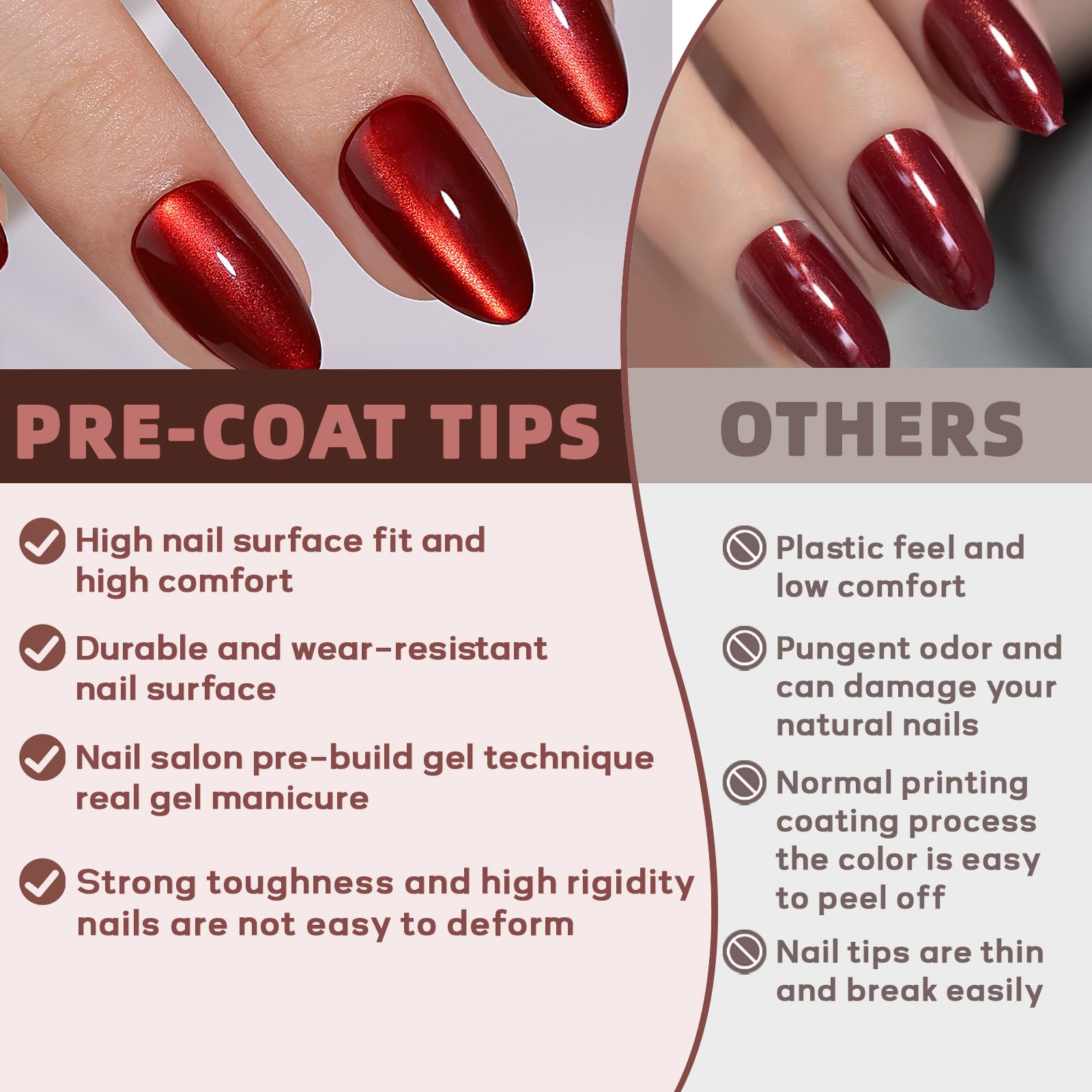  CUZIAM red magnet cat eyes nails reflecting light with gloss.