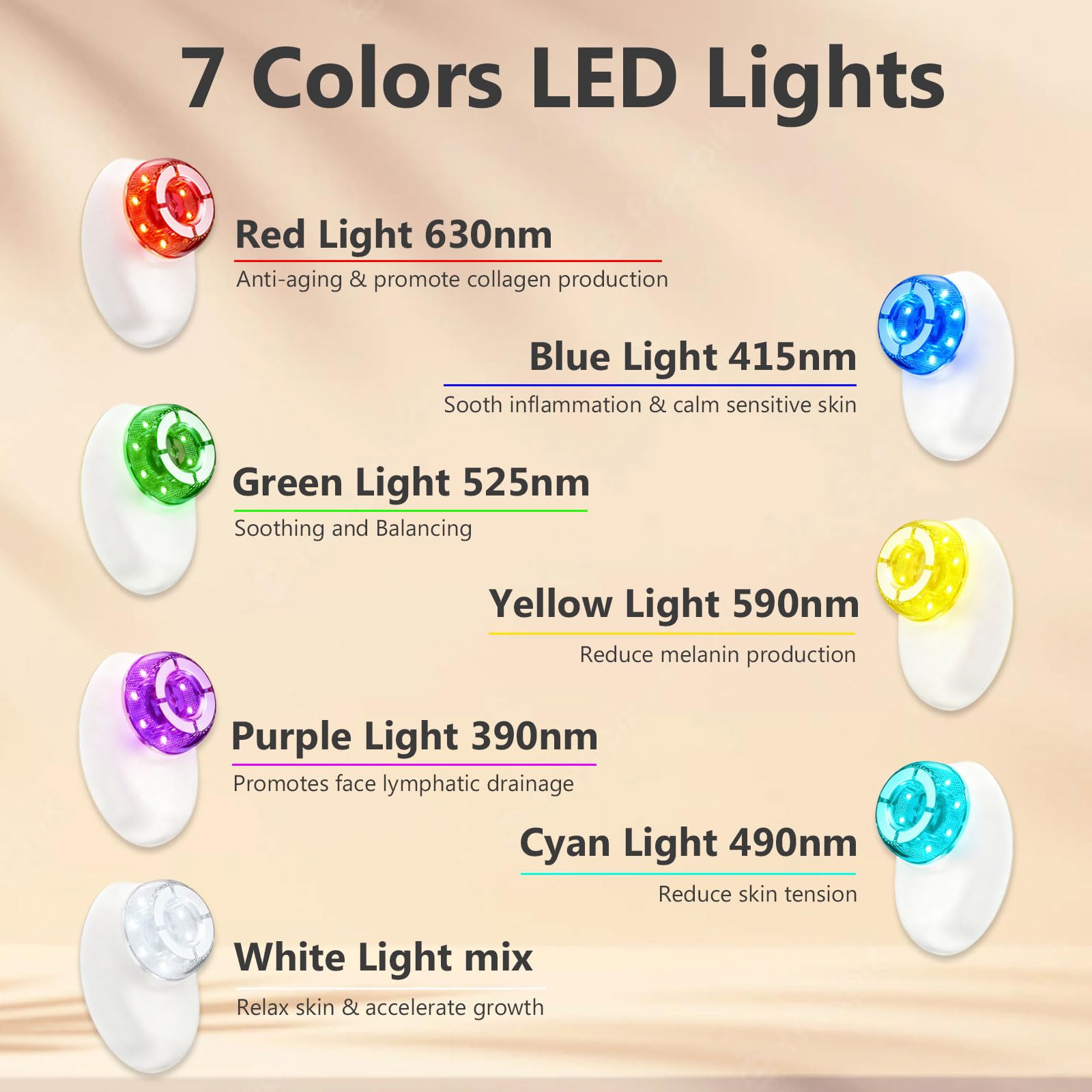 CXGRISE seven-color LED therapy on skin for revitalizing glow.