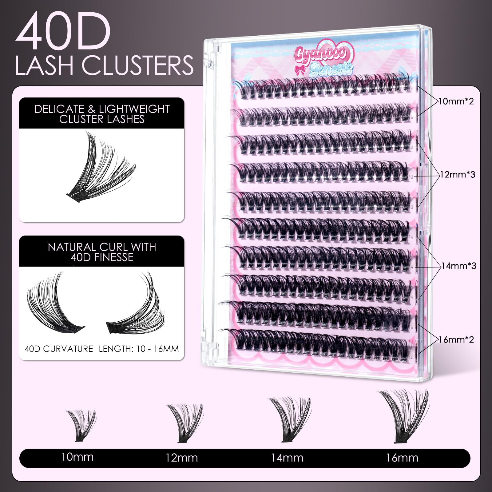 CyanoooGenesis lash clusters 10mm for subtle fullness.