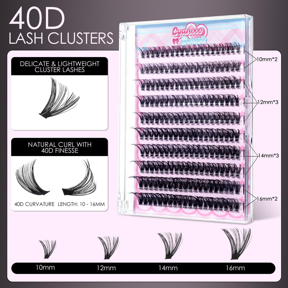 CyanoooGenesis lash clusters 10mm for subtle fullness.