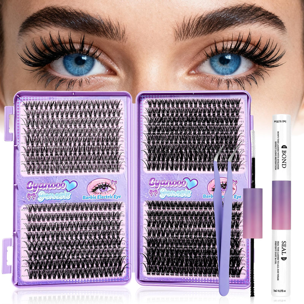 CyanoooGenesis lash clusters kit front view for at home salon quality