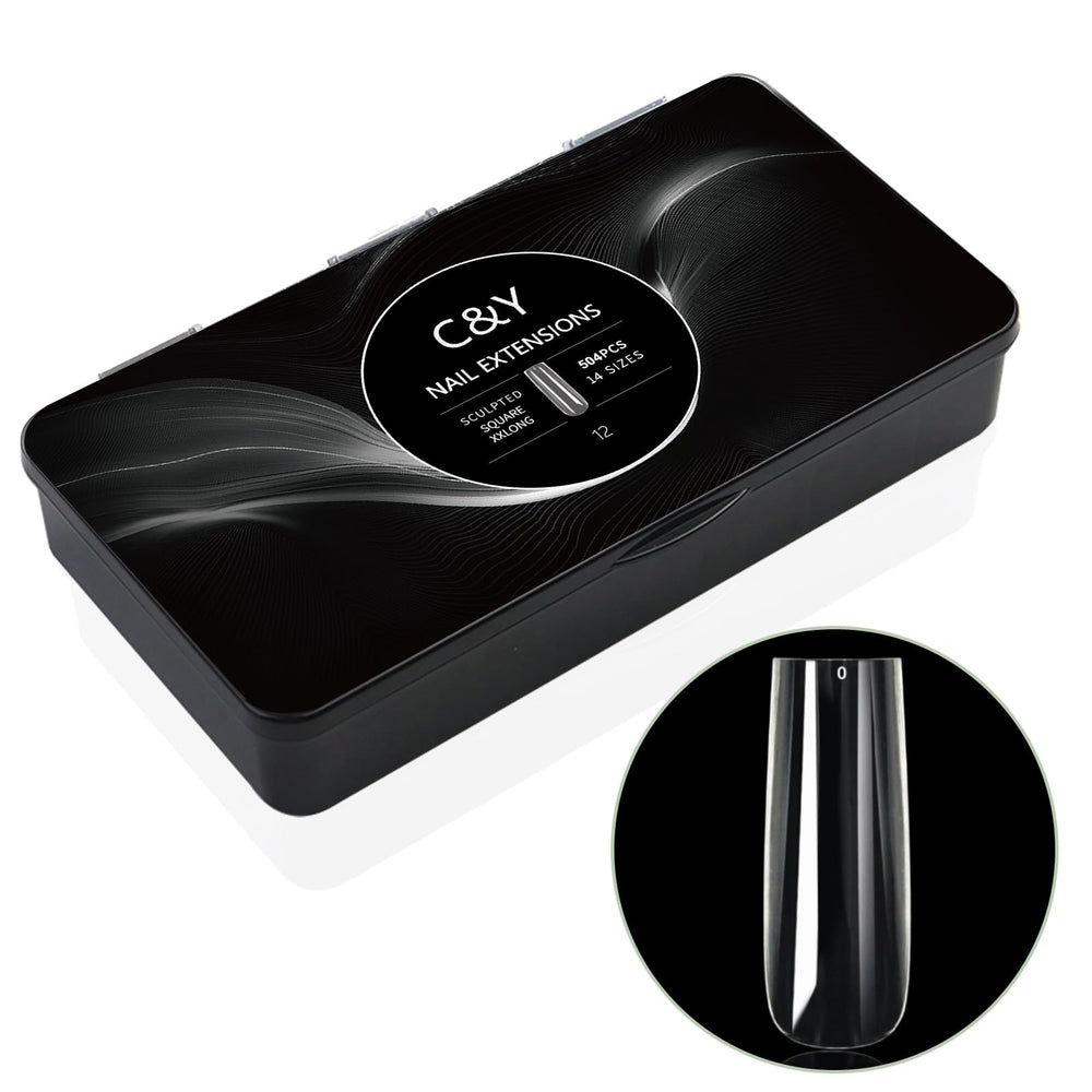 Cycullinyt 504pcs XXLong square soft gel tips for seamless extensions.