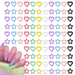 CYHYII 3D heart and star nail charms in mixed colors for playful nails.