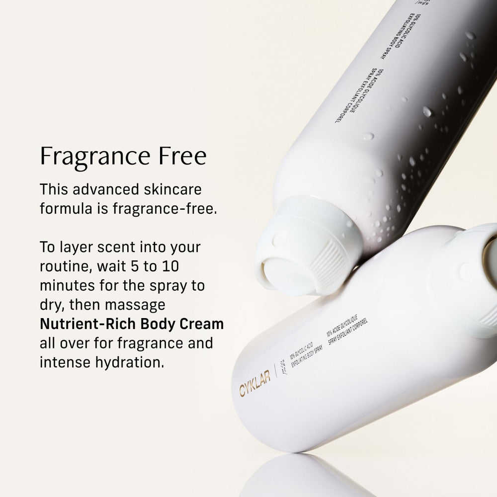 CYKLAR glycerin-rich spray locks in moisture during exfoliation.